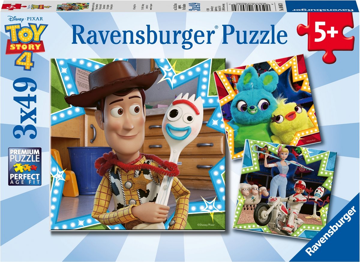   puzzel Toy Story 4 - Drie puzzels - 49 stukjes - kinderpuzzel