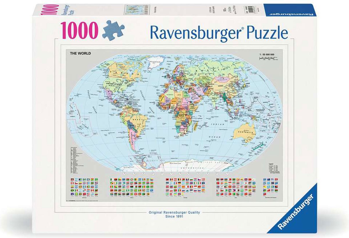   puzzel Wereldkaart - legpuzzel 1000 stukjes educatief.