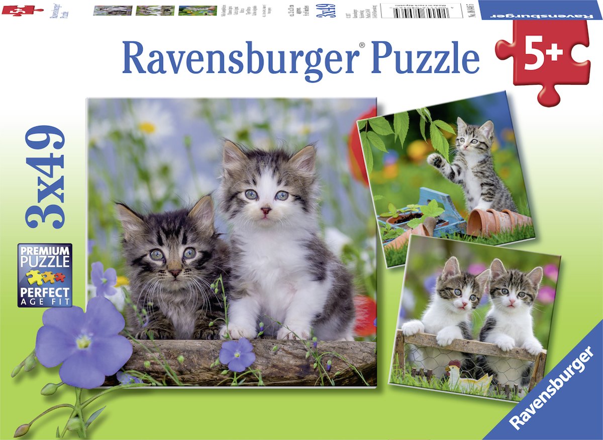   puzzel katten - Drie puzzels - 49 stukjes - kinderpuzzel