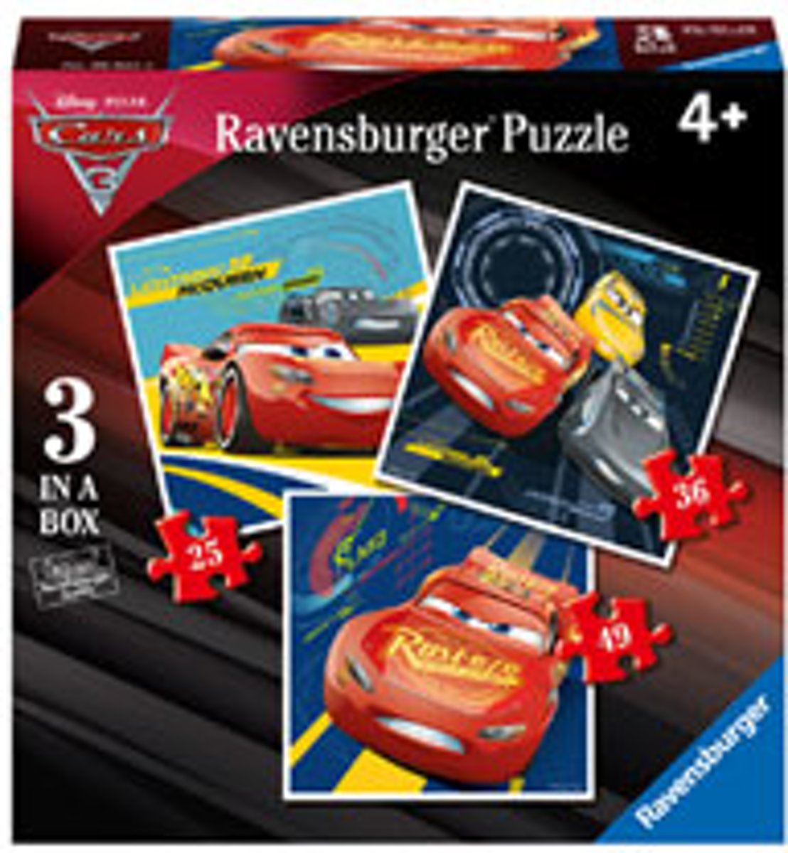   puzzelset Disney Cars 3 - 25 + 36 + 49 stukjes