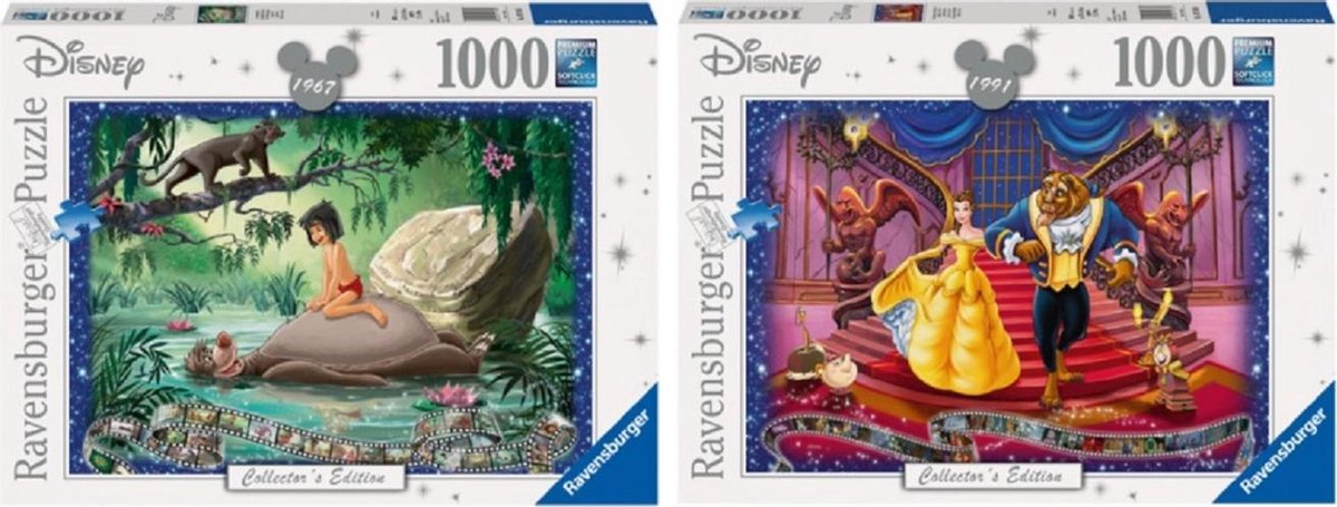 Set Disney Junglebook en Beauty en the Beast (2x 1000 stukjes, Ravensburger)