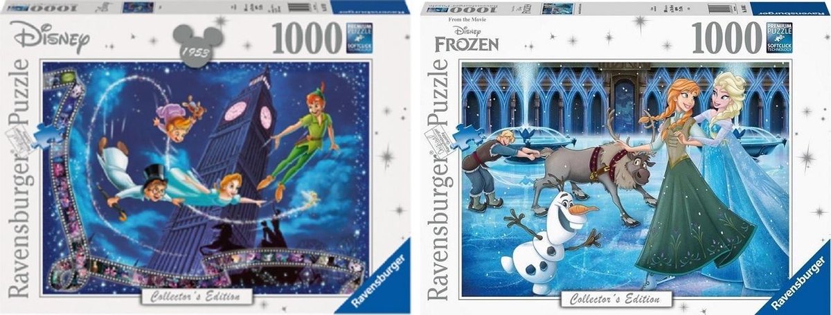 Set Disney Peter Pan en Frozen (2x 1000 stukjes, Ravensburger)