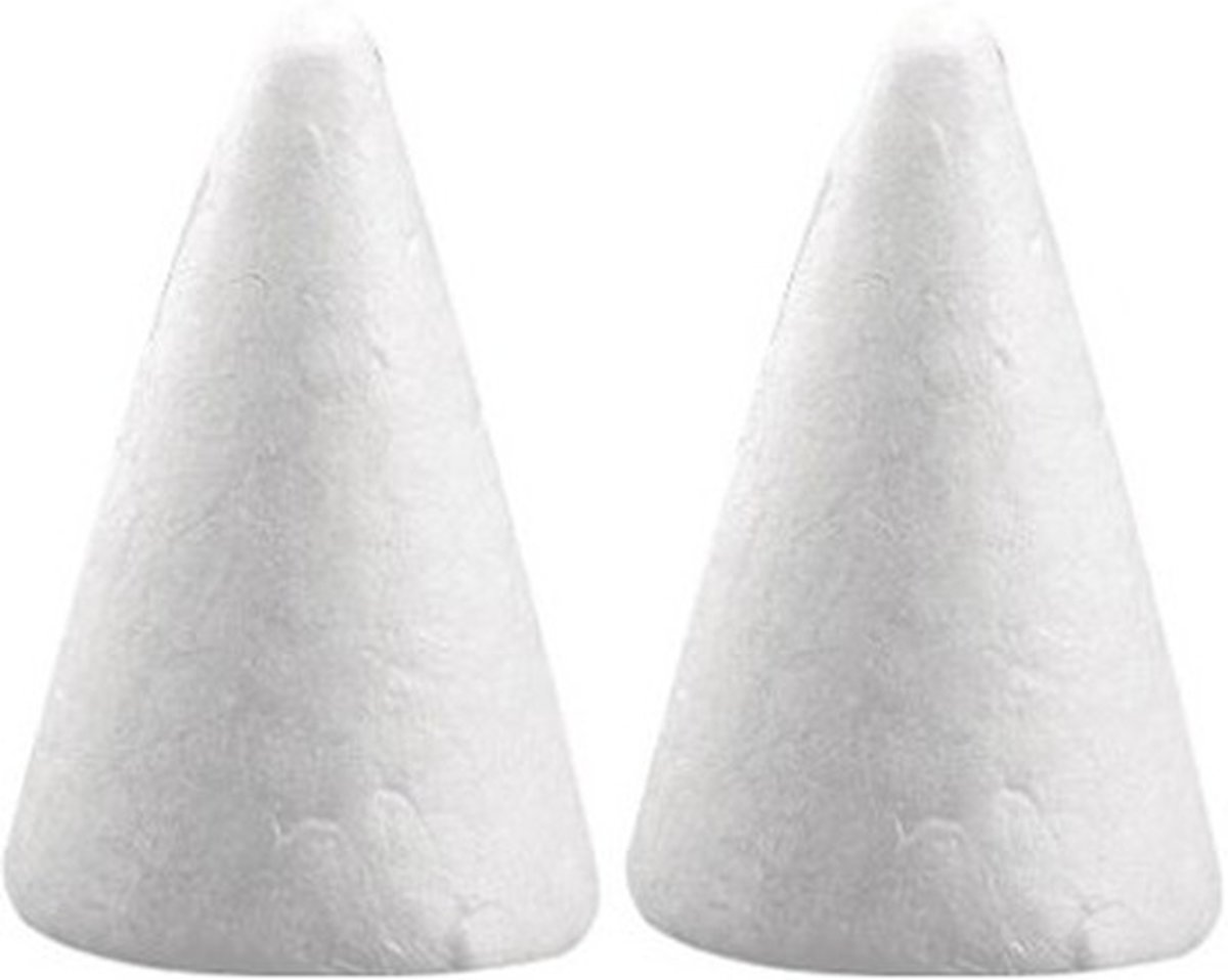 2x Hobby/DIY piepschuim kegels vormen 6 cm - Knutselen hobby materialen/basis materiaal