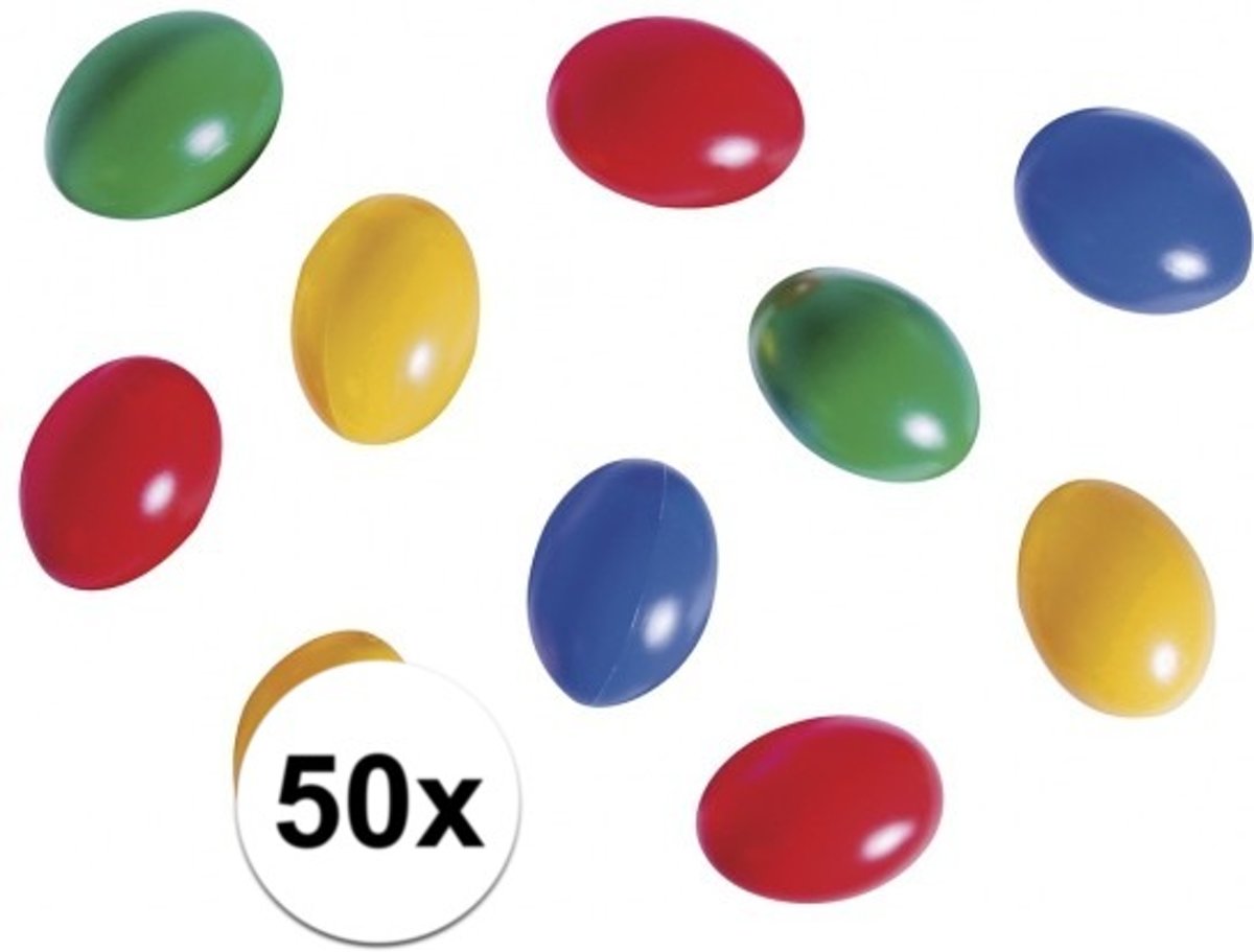 50x pasen versiering gekleurde plastic paaseieren