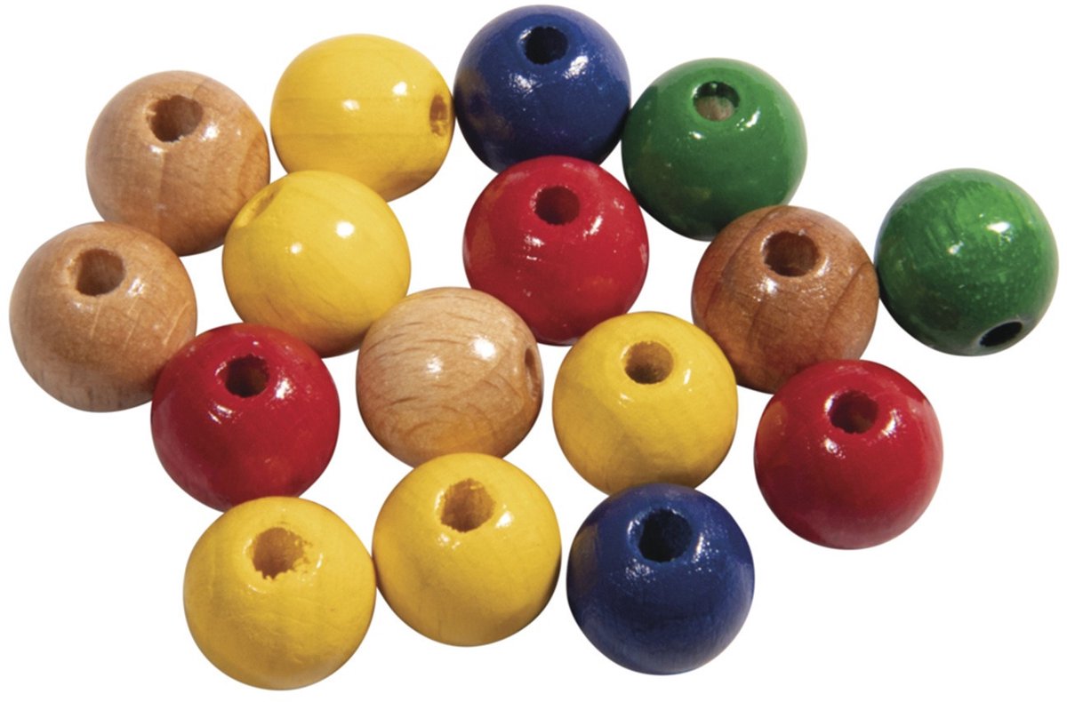Hobby kralen - hout - D10 mm - 52x stuks - multi kleuren - DIY sieraden maken - Kralen rijgen
