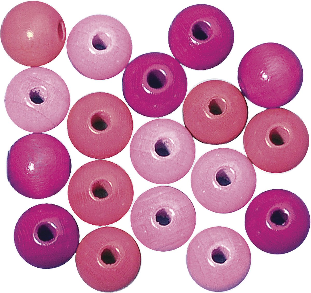 Roze houten kralen mix - 10mm - 52 stuks - gepolijst