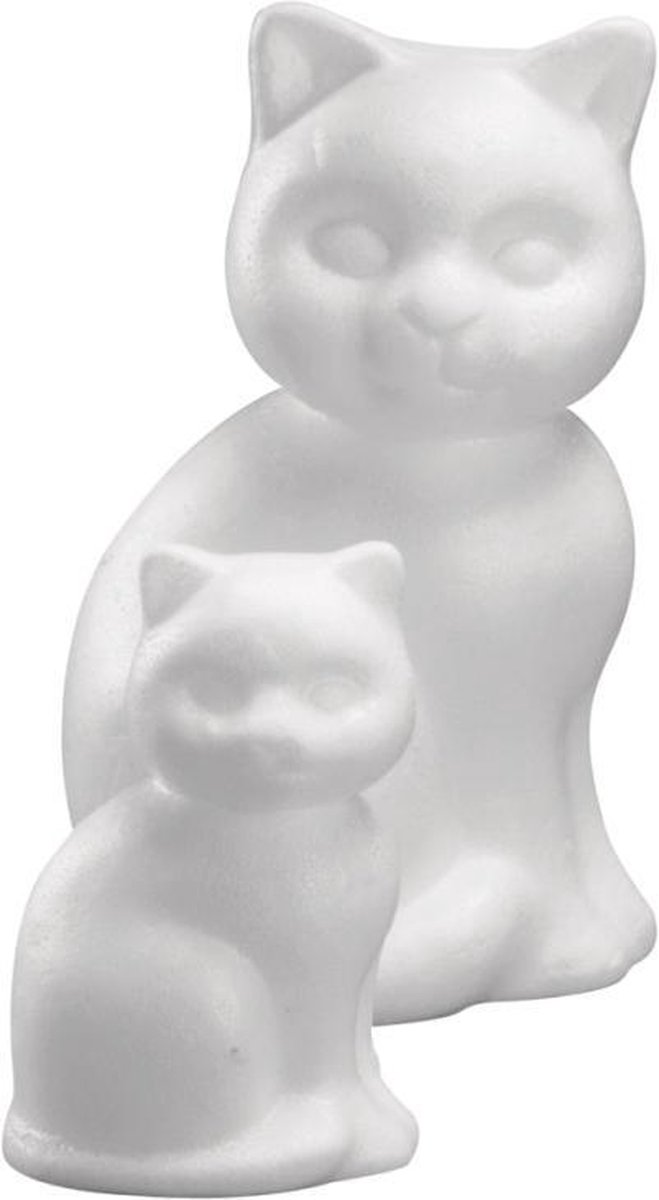 Set van 3x stuks Piepschuim katten/poezen figuurtjes van 13 cm - Hobby figuren om mee te knutselen