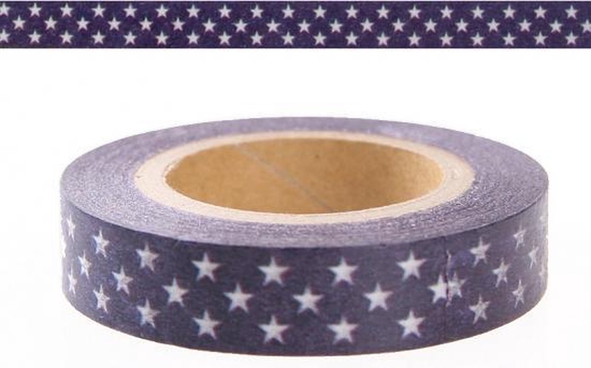 Washi tape blauw met sterren