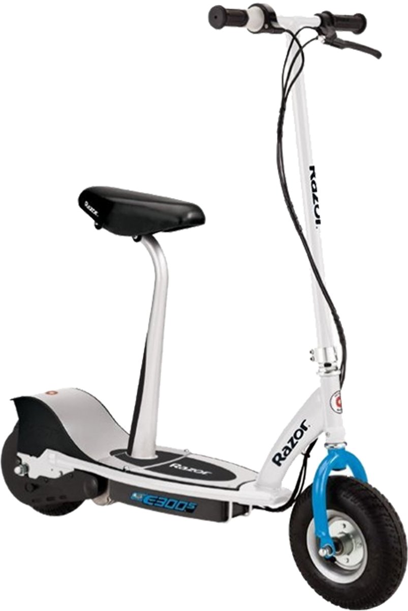 Razor E300S Elektrische Step Met Zadel Wit/Blauw