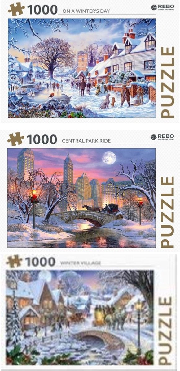 Set Winterpuzzels (3x 1000 stukjes)