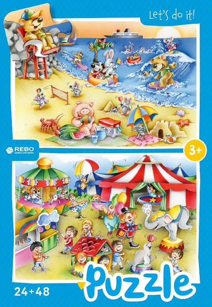 Rebo legpuzzel 24 + 48 stukjes - Beach and Circus