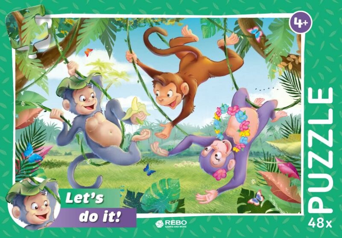 Rebo legpuzzel 48 stukjes - Monkeys in the jungle