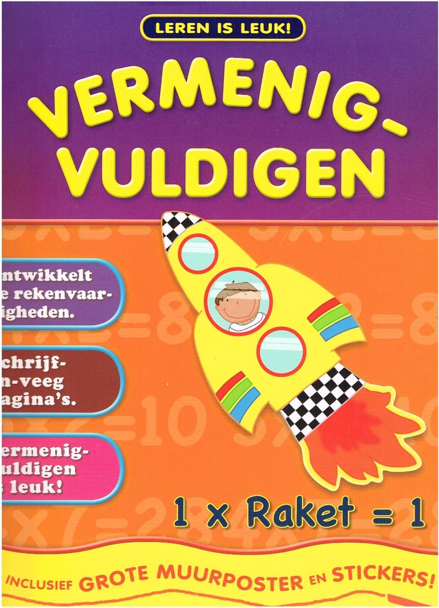 vermenigvuldigen groot boek met poster en stickers vanaf 7 jaar