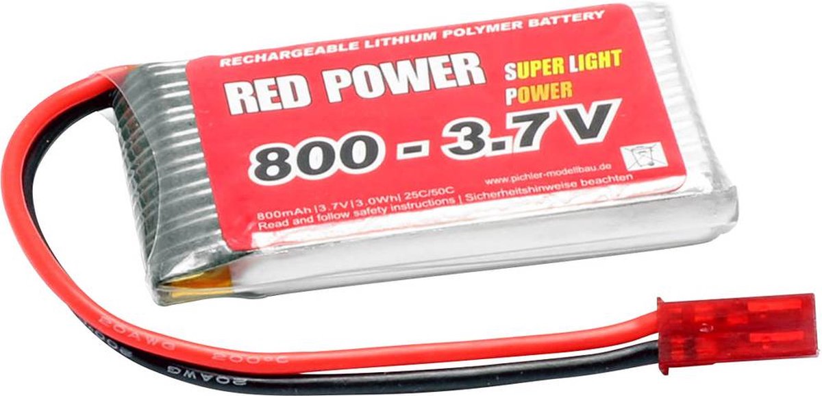 Red Power LiPo accupack 3.7 V 800 mAh Aantal cellen: 1 25 C Softcase BEC