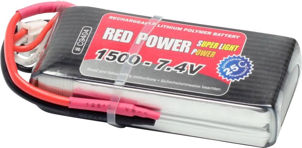 Red Power LiPo accupack 7.4 V 1500 mAh Aantal cellen: 2 25 C Softcase Open kabeleinden