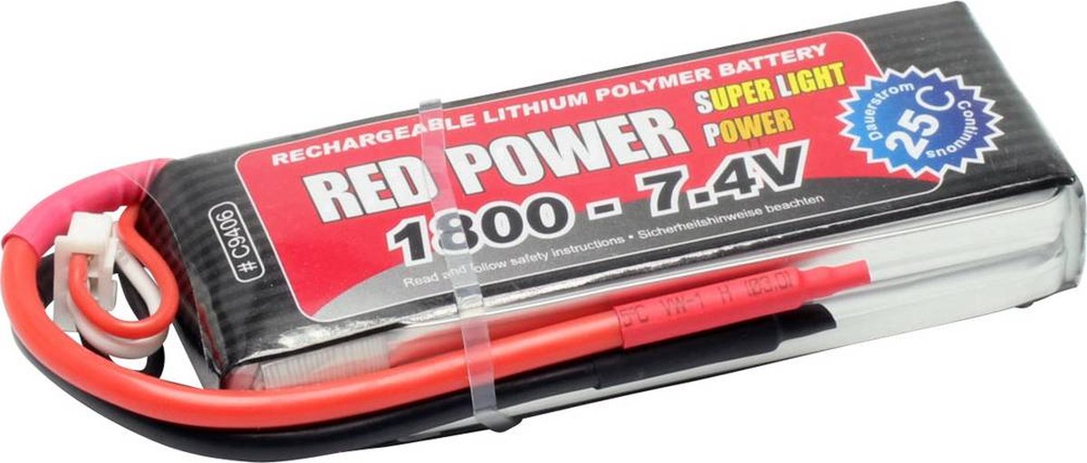 Red Power LiPo accupack 7.4 V 1800 mAh Aantal cellen: 2 25 C Softcase Open kabeleinden