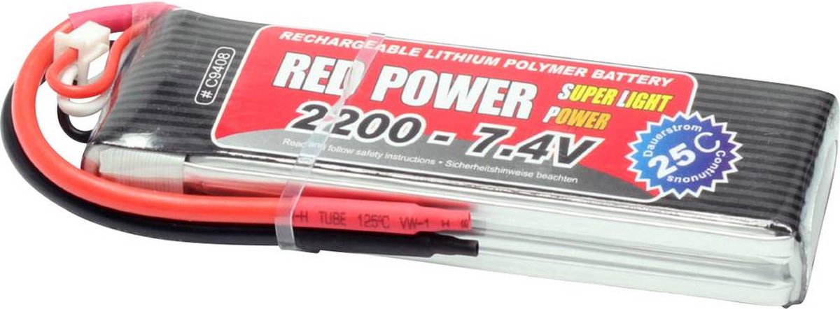 Red Power LiPo accupack 7.4 V 2200 mAh Aantal cellen: 2 25 C Softcase Open kabeleinden