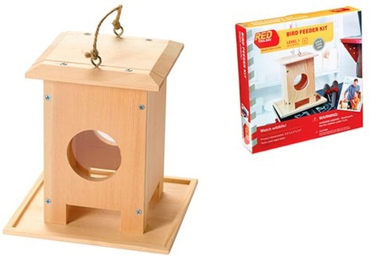 Red Toolbox: Houtwerk Kit L1 - VOGEL VOEDERHUIS om zelf te maken 18x18x20.8cm, i