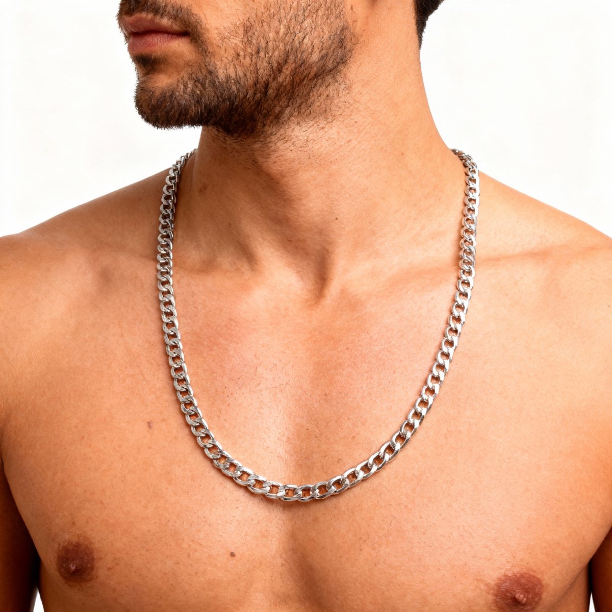 Zilver Kleurige Ketting 55CM - Cuban Link - Curb Chain - Ronde Schakel