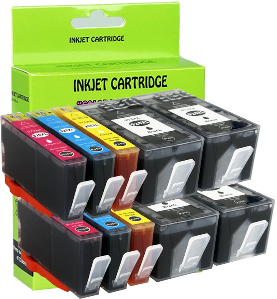 10 Pack Compatible HP 934XL/935XL BK*4/C*2/M*2/Y*2 inktcartridges, 10 pak. 4 zwart, 2 cyaan, 2 magenta, 2 geel