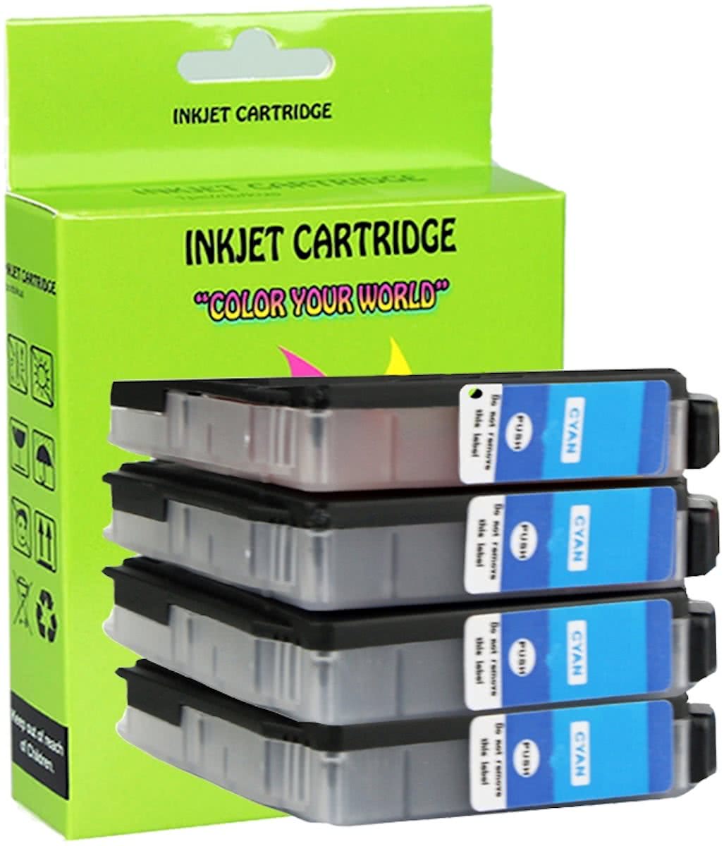 4 Pack Compatible Brother LC123 C*4 inktcartridges, 4 pak. 4 cyaan.