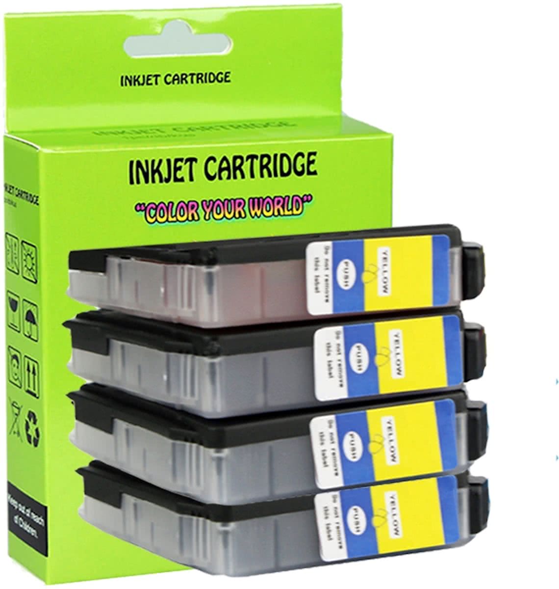 4 Pack Compatible Brother LC123 Y*4 inktcartridges, 4 pak. 4 geel.