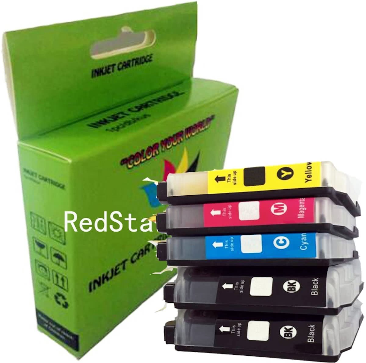 5 Pack Compatible Brother LC1000/LC970 BK*2/C*1/M*1/Y*1 inktcartridges, 5 pak. 2 zwart, 1 cyaan, 1 magenta, 1 geel