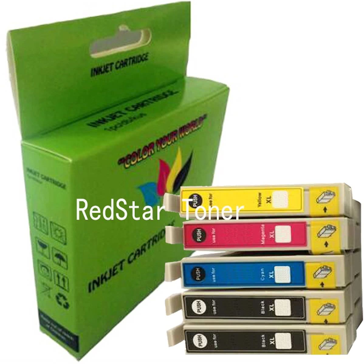 5 Pack Compatible Epson 26XL T2621/T2631/t2632/t2633/T2634 BK*2/C*1/M*1/Y*1 inktcartridges, 5 pak. 1 zwart groot, 1 zwart klein, 1 cyaan, 1 magenta, 1 geel