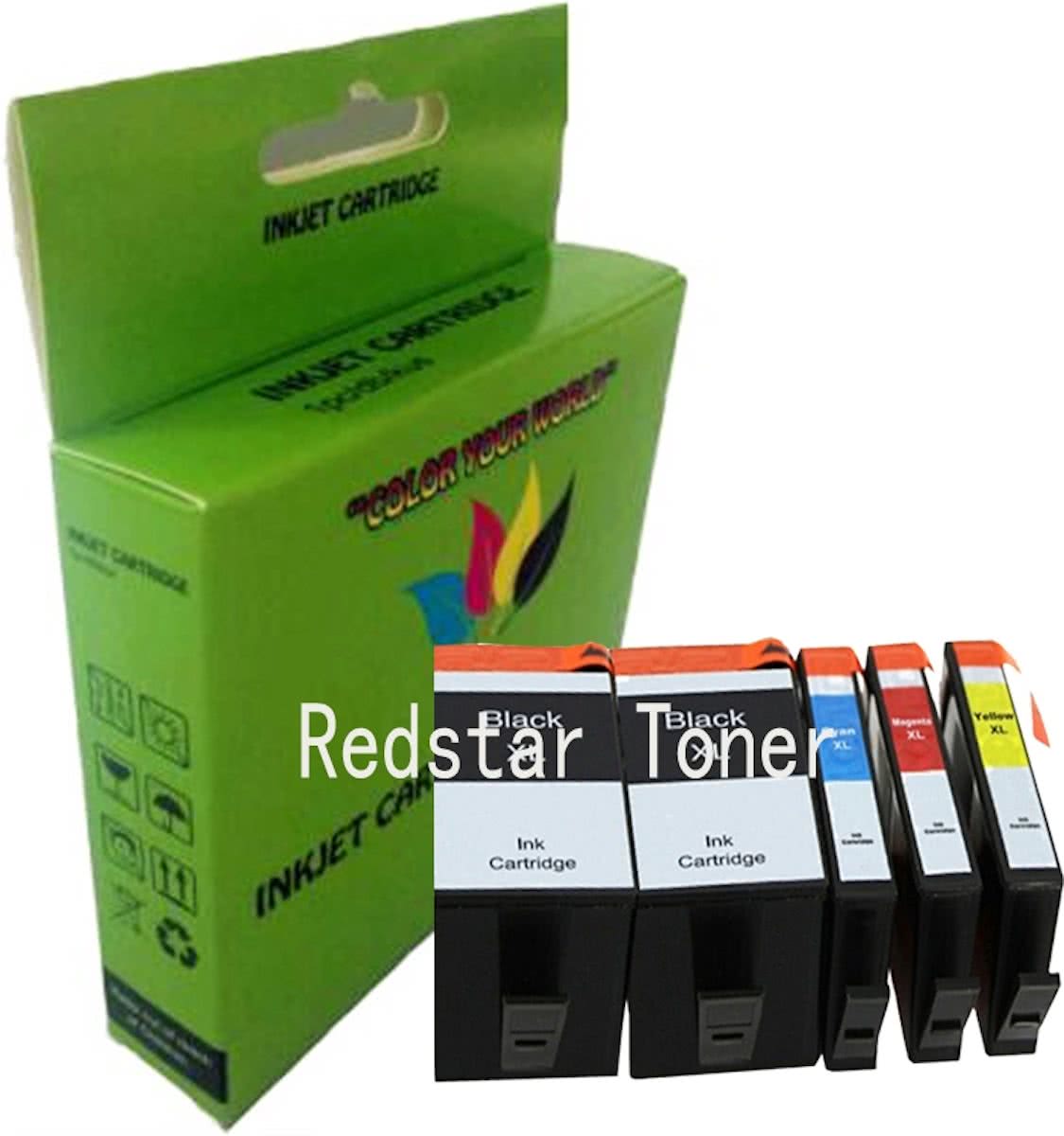 5 Pack Compatible HP 920XL BK*2/C*1/M*1/Y*1 inktcartridges, 5 pak. 2 zwart, 1 cyaan, 1 magenta, 1 geel