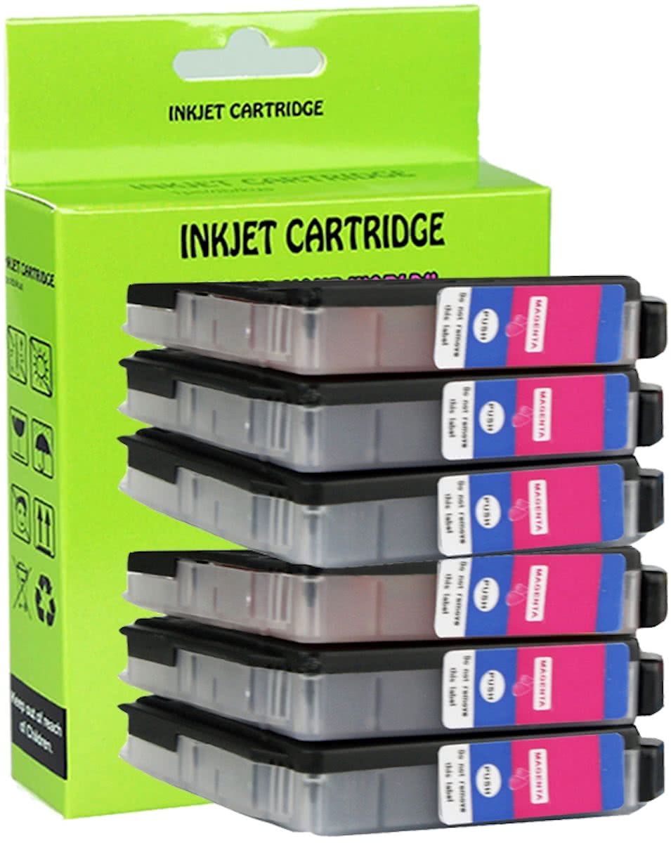 6 Pack Compatible Brother LC123 M*6 inktcartridges, 6 pak. 6 magenta.