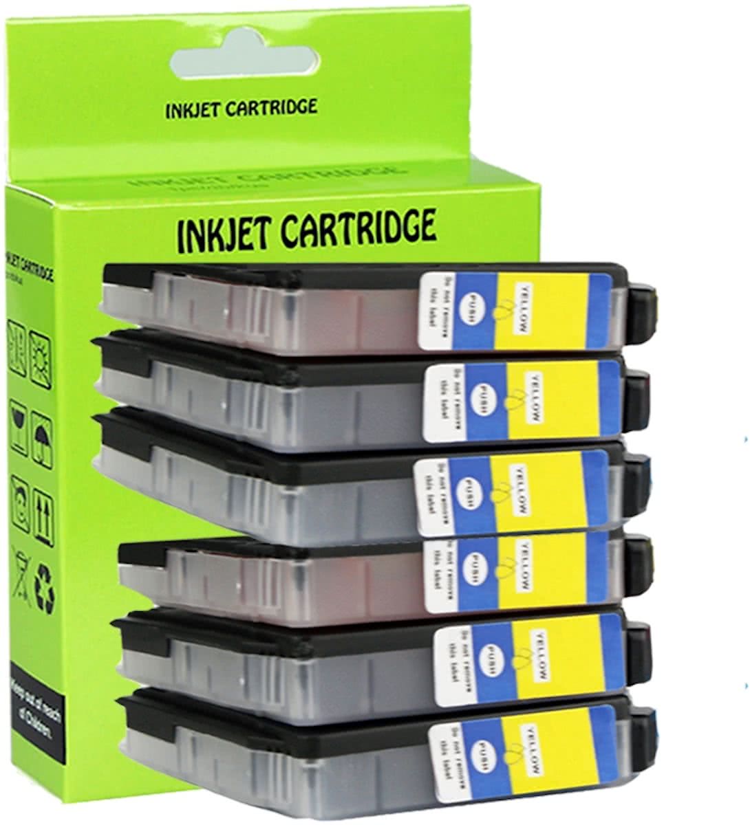 6 Pack Compatible Brother LC123 Y*6 inktcartridges, 6 pak. 6 geel.