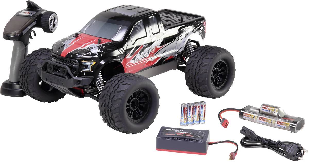 Reely NEW1 1:10 Brushed RC auto Elektro Monstertruck 4WD 100% RTR 2,4 GHz Incl. accu, oplader en batterijen voor de zender