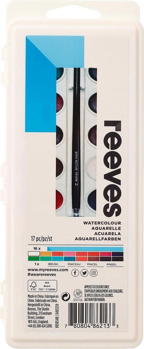 Reeves Aquarelverf, set 16 napjes