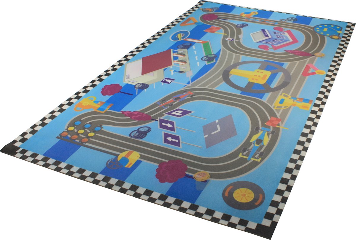 RelaxDays speelmat PVC foam 140 x 80 cm - Speelkleed - Auto racebaan