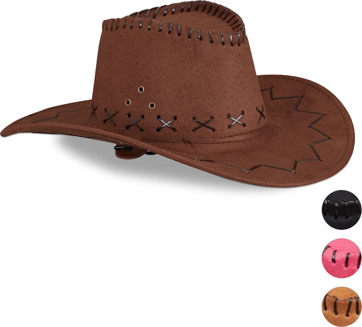 Relaxdays 1x cowboyhoed - carnaval accessoire - western hoed -  country hoed - bruin