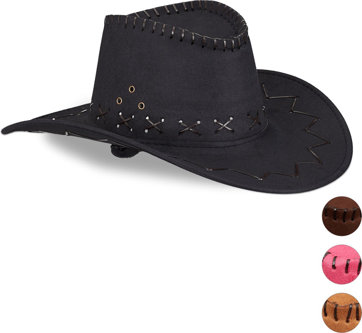 Relaxdays 1x cowboyhoed - carnaval accessoire - western hoed -  country hoed - zwart