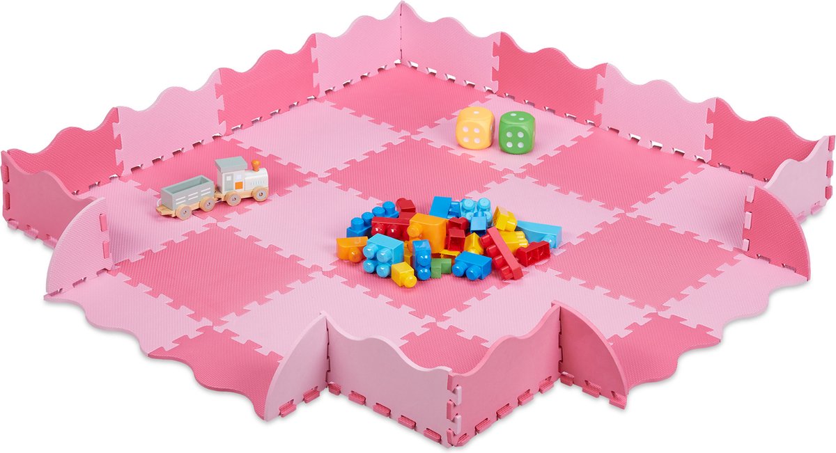 Relaxdays 36-delige speelmat foam - puzzelmat met rand - speeltegels - puzzeltegels baby