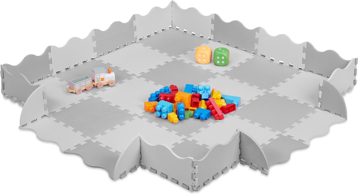 Relaxdays 36-delige speelmat foam - puzzelmat met rand - speeltegels - puzzeltegels baby