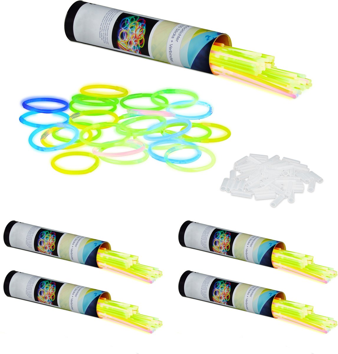 Relaxdays 500x glowsticks met verbindingen - lightsticks - glow sticks - 7 kleuren - feest