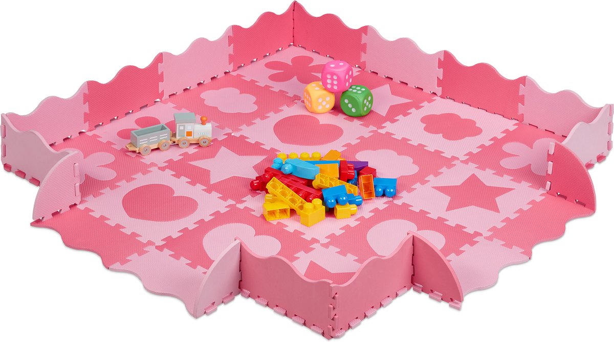 Relaxdays 52-delige speelmat foam - puzzelmat - vloerpuzzel - speeltegels kinderen - zacht