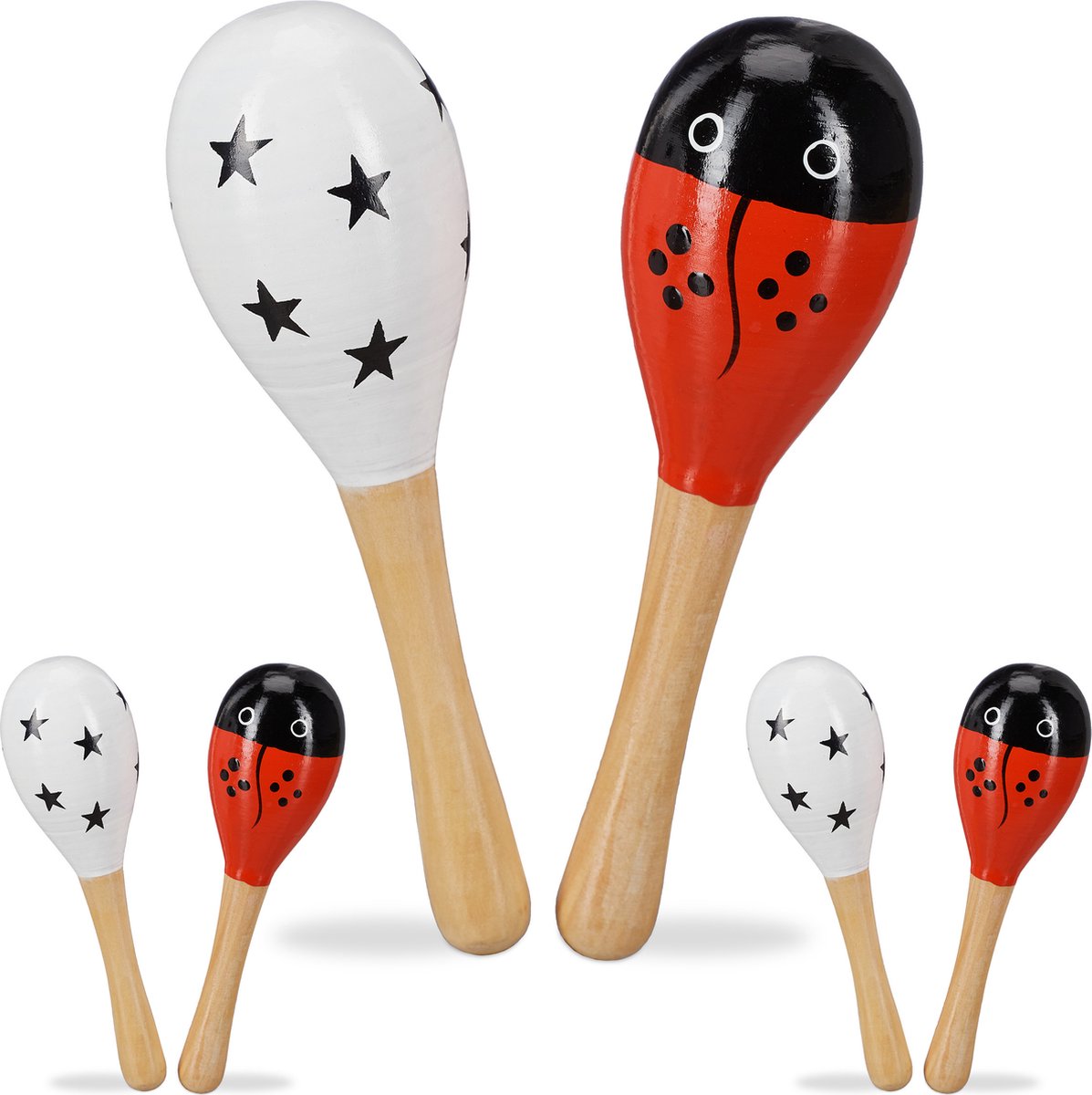 Relaxdays 6x sambaballen kinderen - muziekspeelgoed set - maracas speelgoed peuter