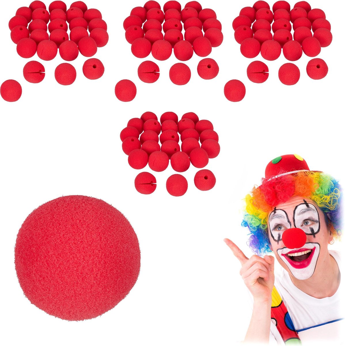 relaxdays 100 x clownsneus rood - clowns neus kinderen   volwassenen - neus clown