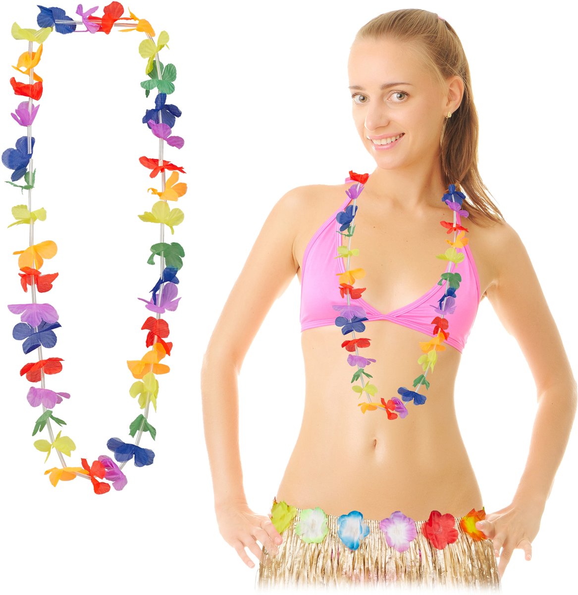 relaxdays 144x hawaii krans - bloemenkrans - hawaii slinger - bloemenketting - thema feest