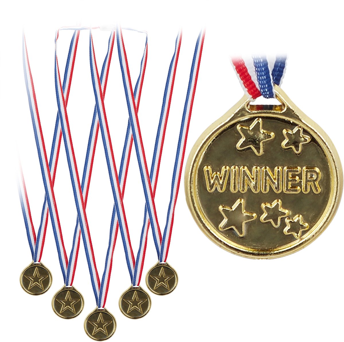 relaxdays 192 x gouden medailles kinderen - plastic medaille – uitdeelcadeau