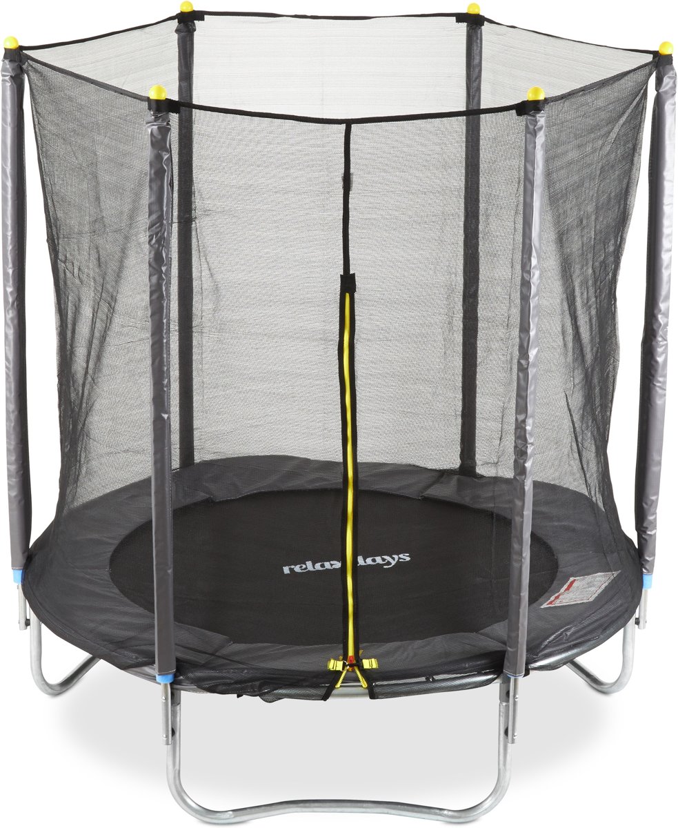 relaxdays 2-delige  trampoline met veiligheidsnet - 183 cm - tot 150 kg - grijs