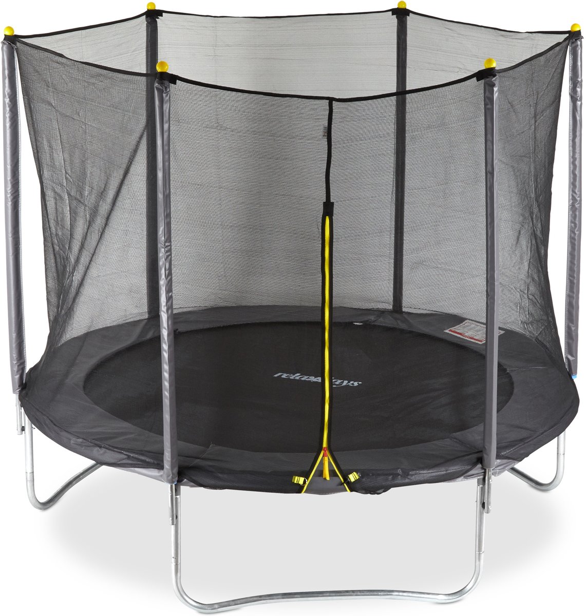 relaxdays 2-delige  trampoline met veiligheidsnet - 244 cm - tot 150 kg - grijs