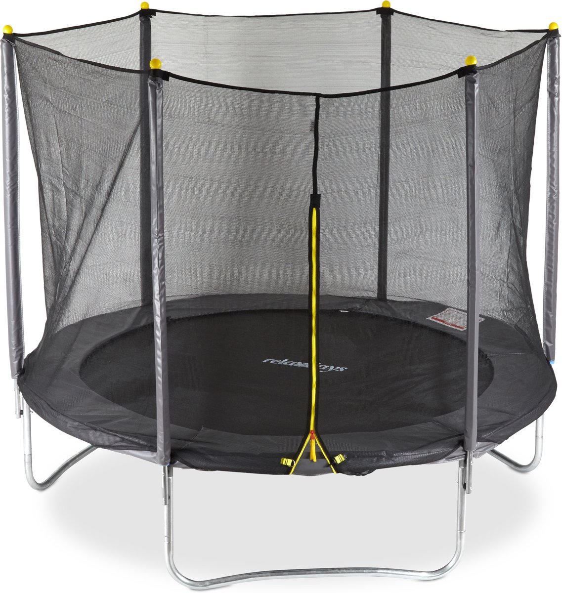 relaxdays 2-delige  trampoline met veiligheidsnet - 305 cm - tot 150 kg - grijs