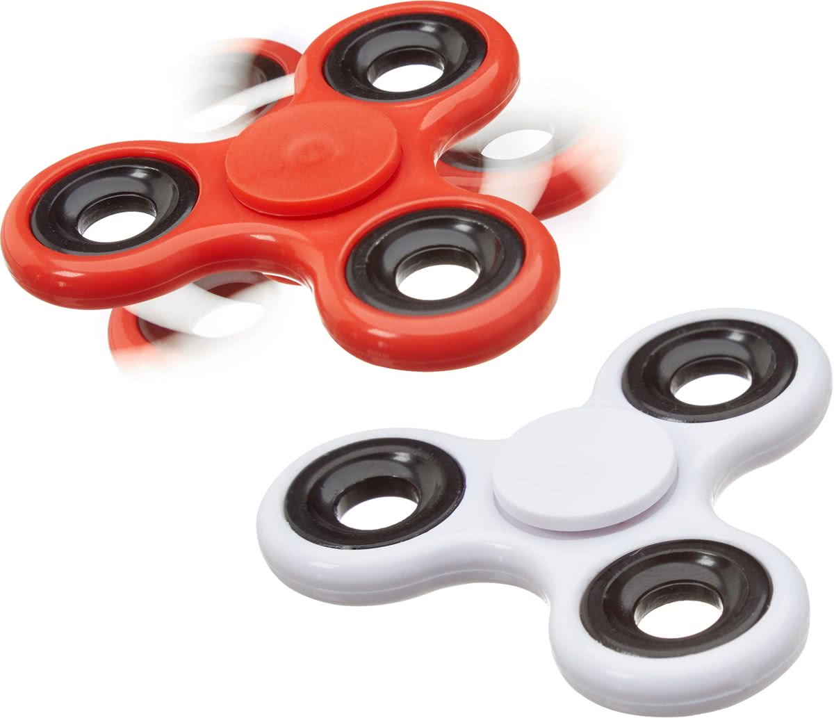 relaxdays 2 x Fidget Spinner - tri-spinner 58 g - hand spinner - anti-stress rood en wit