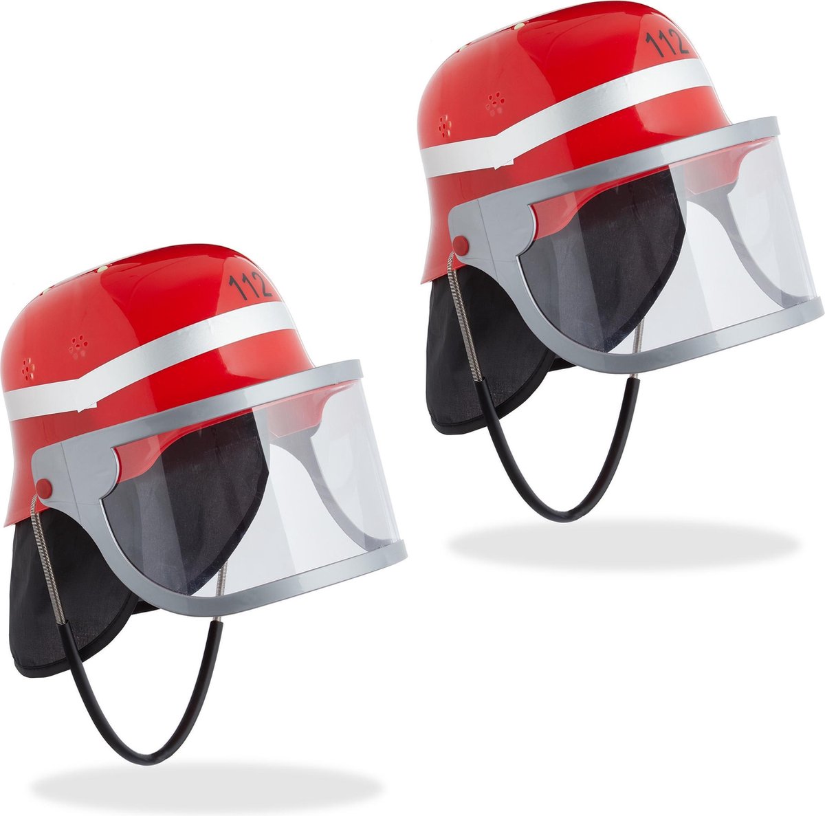 relaxdays 2 x brandweerhelm kind - brandweermannenhelm - helm brandweer - kinderen – rood