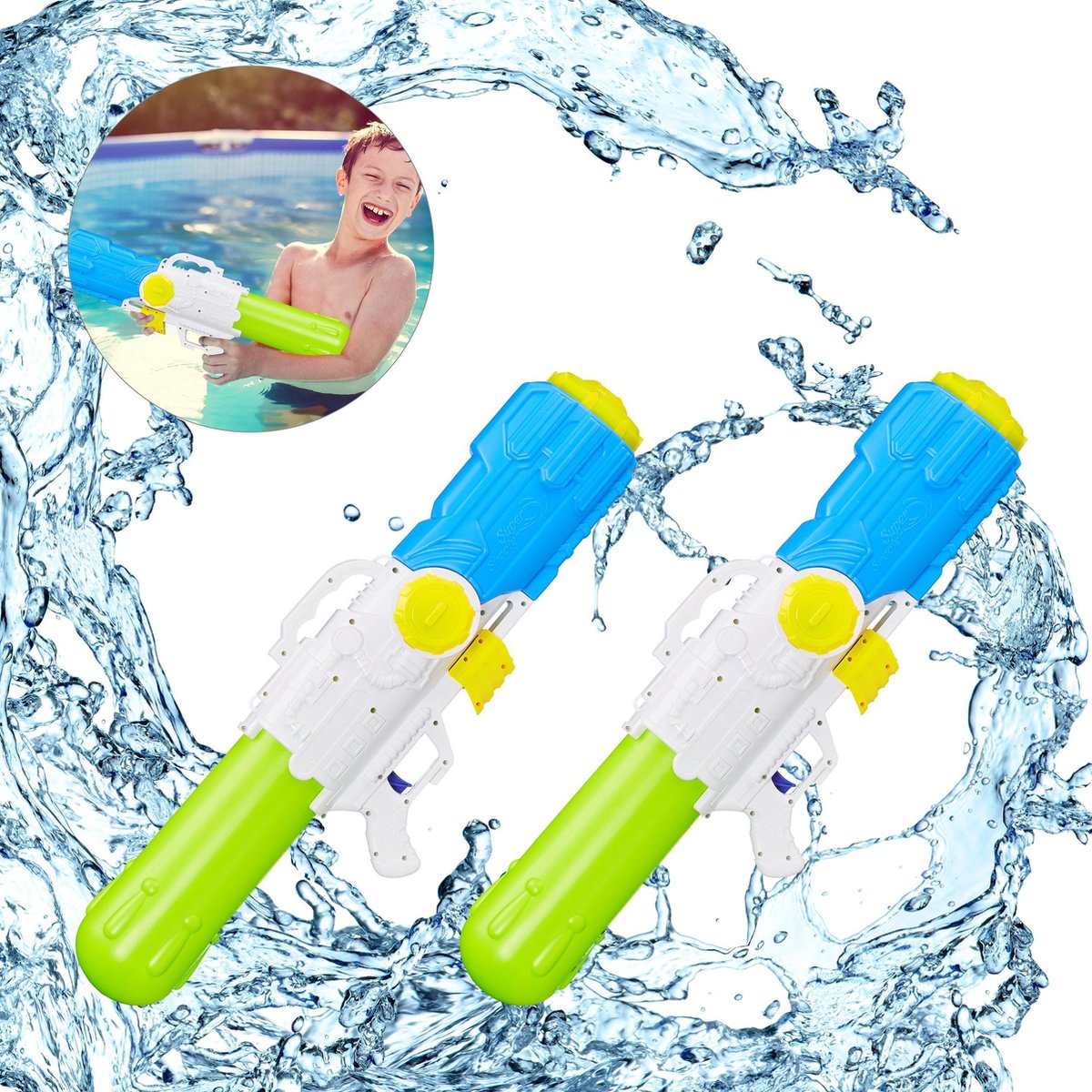 relaxdays 2 x waterpistool groot - waterspeelgoed - supersoaker - super soaker - 3.2 L